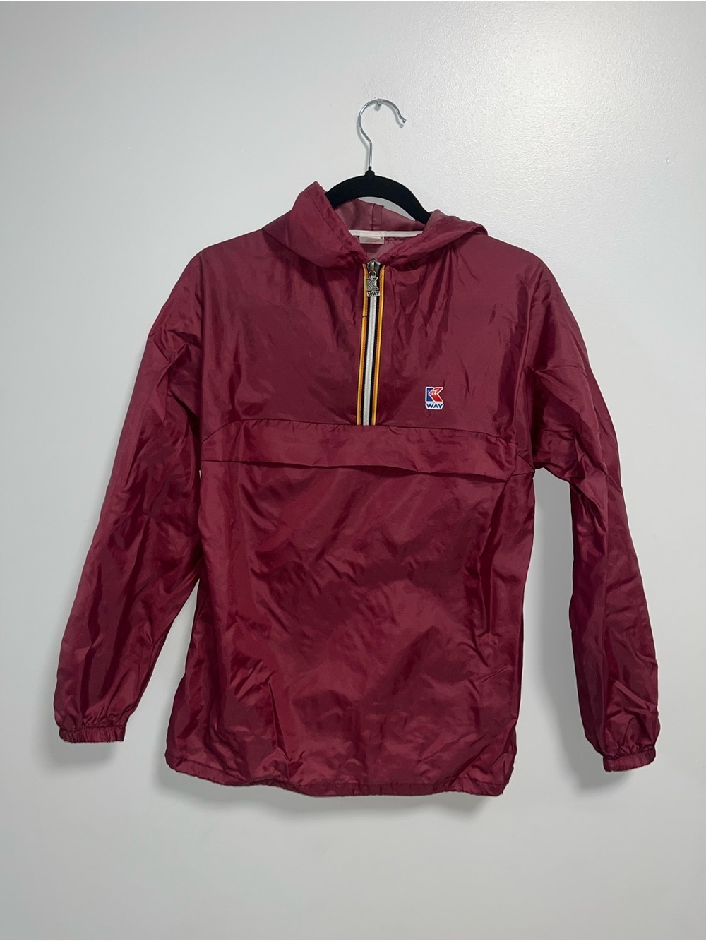 Vintage K Way Quarter Zip Windbreaker Packable Anorak Jacket size 4 women’s LG